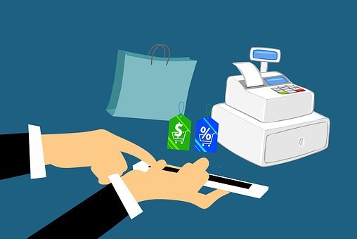 An illustration of a contactless payment app for small businesses